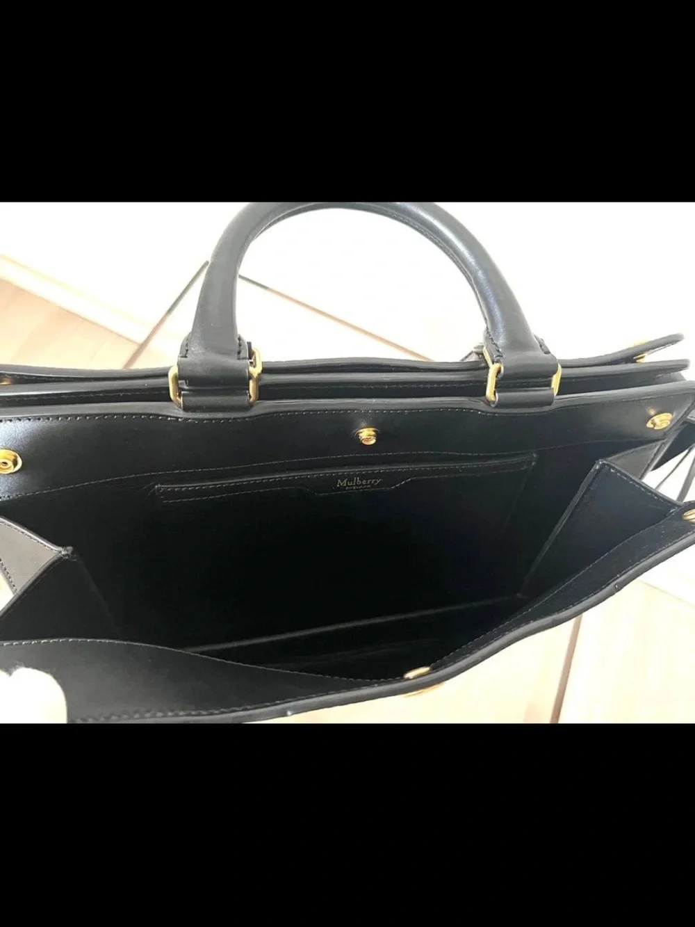 Mulberry Black Leather Satchel with Gold Hardware
